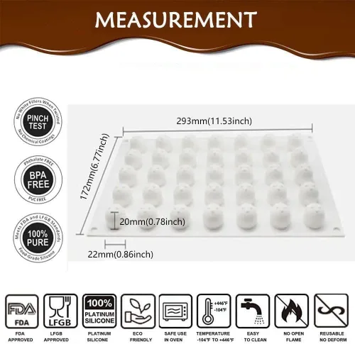 Vista 2 de Molde de silicona con forma de trufa 3D para hornear pastel de mousse, molde de postre francés para pastelería chocolate, reutilizable