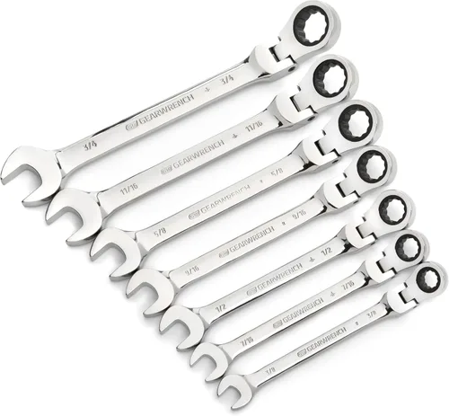 Vista 3 de GEARWRENCH Juego de llaves combinadas de trinquete con cabezal flexible de 7 piezas, 12 puntos, SAE - 9700