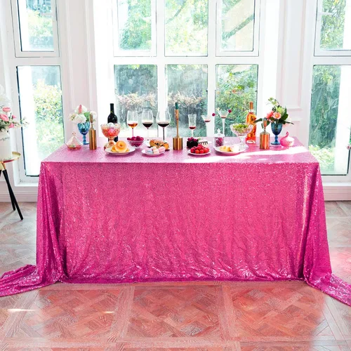 Vista 43 de JYFLZQ Mantel de lentejuelas azul bebé de 50 pulgadas, pequeño, redondo, brillante, para boda, fiesta de cumpleaños, baby shower
