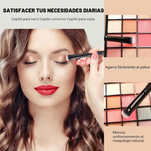Vista 6 de Zoreya - Juego de brochas de maquillaje de pelo sintético Negro