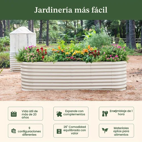 Vista 2 de Kits de cama de jardín elevada extra alta de 26" de Vego Garden, caja de maceta elevada modular 9 en 1 para vegetales, flores, frutas, cama de Verde