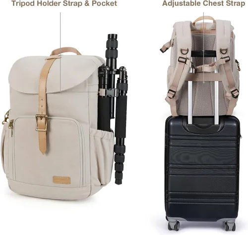 Vista 6 de BAGSMART - Mochila para cámara, mochilas de cámara DSLR para fotógrafos, mochila de fotografía impermeable antirrobo con compartimento para portátil