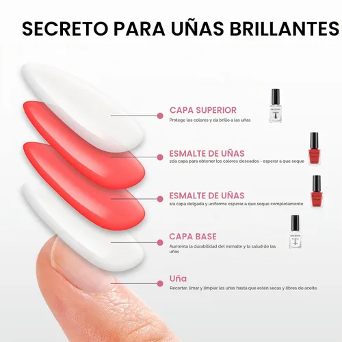 Vista 8 de Capa base y capa superior, secado rápido, fortalecimiento de uñas, sin gel Clear Regular Nail Polish, Rich in VE Calcium 2Pcs Vegan Base Chip