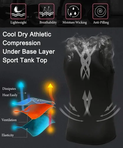Vista 7 de Paquete de 13 camisetas de compresión atléticas para hombre, camiseta sin mangas de ajuste seco, camiseta deportiva para correr, gimnasio, camisetas