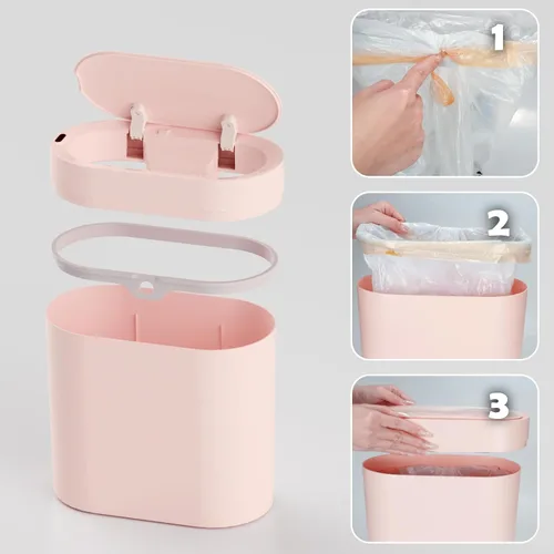 Vista 6 de SYNCVIBE Basurero de baño con tapa de 2 galones delgado con sensor de movimiento, cubo de basura de plástico automático estrecho para dormitorio