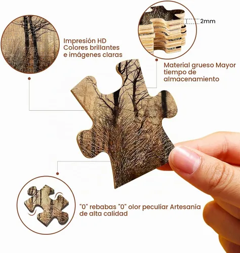 Vista 4 de WOZUIBAN Rompecabezas clásico para adultos, rompecabezas de madera de 1000 piezas, rompecabezas de madera, mapa del bosque, oso, decoración moderna