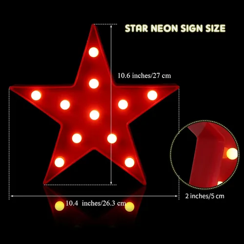 Vista 2 de Tarpop 4 piezas de luz nocturna de plástico con forma de estrella, funciona con pilas, letrero de estrella, letrero de estrella, decoración de cine