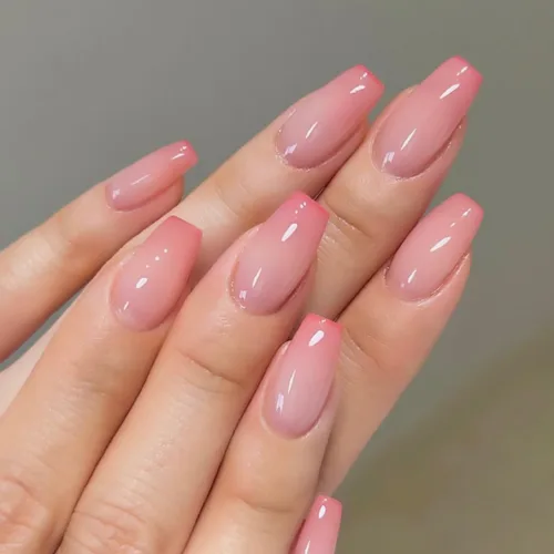 Vista 13 de Uñas postizas acrílicas artificiales con punta francesa en color nude con diseño de mariposa de cristal 3D y perla - Uñas de ataúd brillantes