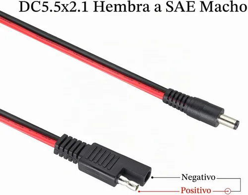 Vista 5 de Cable adaptador SAE a CC de 14 AWG, enchufe SAE a CC, cables de conector macho de 0.2 in x 0.1 in con adaptador de polaridad inversa SAE