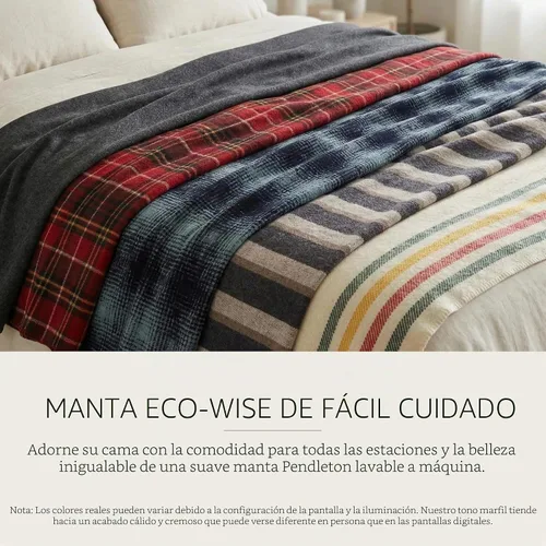 Vista 2 de Pendleton Eco-Wise - Manta 100% lana, de origen responsable, calidad reliquia Manta lavable para todas las estaciones, tamaño King de 108 x 96
