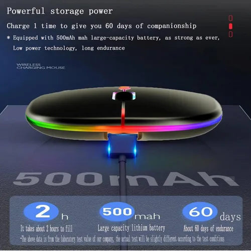 Vista 7 de Guiheng Ratón Bluetooth inalámbrico, LED de doble modo recargable, silencioso y delgado, portátil (receptor BT5.2+USB), mouse de computadora de 1