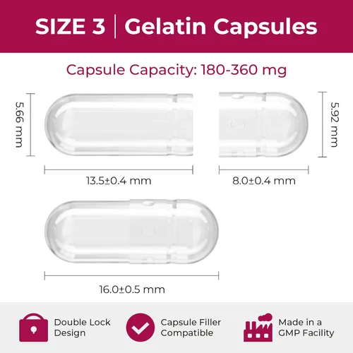 Vista 2 de Cápsulas de gelatina vacías tamaño 3 – (100 unidades) cápsulas vacías muy pequeñas ideales para rellenar tú mismo, cápsulas de gel con 2 cucharas