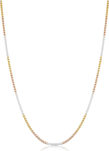 Vista 7 de Collar de cadena tricolor chapado en oro de plata de ley 925 para mujer