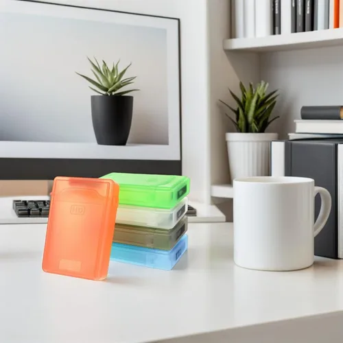 Vista 6 de 5 fundas protectoras para disco duro con plástico duradero a prueba de golpes y caja de almacenamiento estática en blanco, verde y gris para una