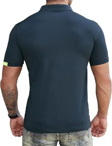 Vista 6 de ZARWING Camisa polo de golf de ajuste seco para hombre, cuello ajustado, manga corta