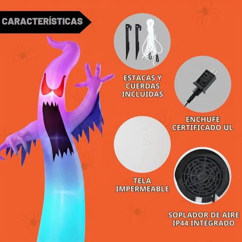Vista 5 de Joiedomi Inflables de Halloween de 12 pies de alto, decoración de Halloween inflable para exteriores, fantasmas inflables para patio con LED