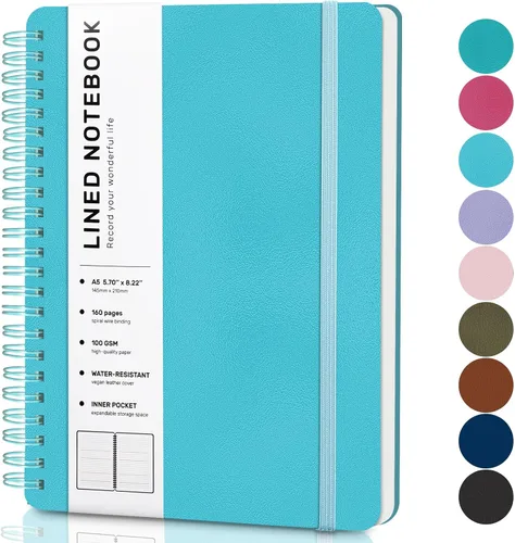 Vista 24 de Cuaderno rayado en espiral, cuaderno en espiral A4, 8.5 x 11 pulgadas, papel grueso de 100 GSM, cuadernos de diario encuadernados en espiral