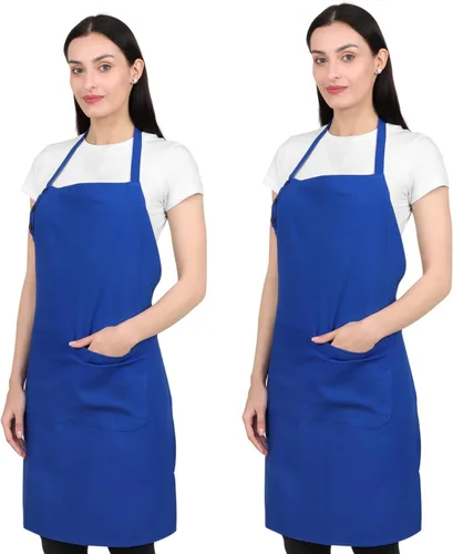 Vista 10 de Delantal de cocina de algodón resistente a las gotas de agua con delantales ajustables para mujer con bolsillos 8 opciones de color para cocinar
