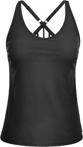 Vista 2 de Yonique Top tankini para mujer, solo atlético, traje de baño tankini modesto, sin parte inferior