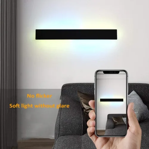 Vista 5 de Paneles de luz LED inteligentes 9W/14W negro tira larga LED luz de pared interior corredor proyector aluminio iluminación decorativa para teatro