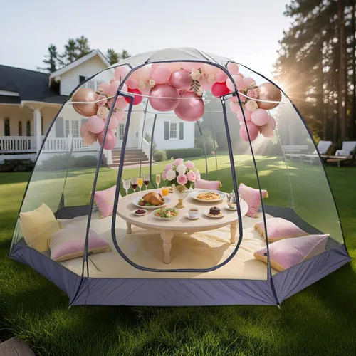 Vista 7 de Screen Houses Pop-up Outdoor Camping Tent, 540 Degree Fully Transparent Non Dead Corner Gazebo