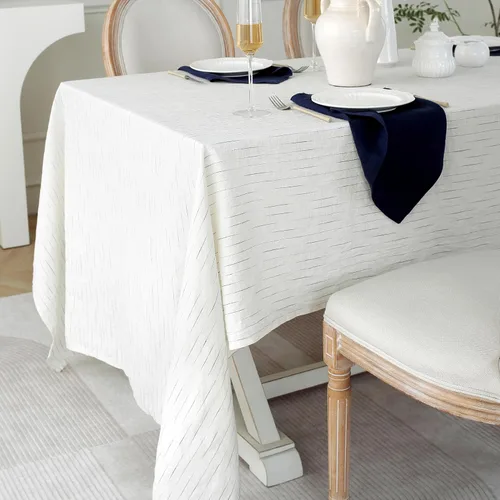 Vista 34 de Linen World - Mantel de lino de otoño de 90 x 60 pulgadas, mantel rectangular lavable de lino francés para comedor, al aire libre, bodas