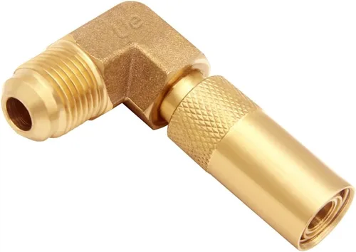 Vista 4 de Uenede Latón macizo de 3/8 pulgadas con rosca macho RV LP Propano, conexión y desconexión, codo de conversión para Blackstone de 17"/22" portátil