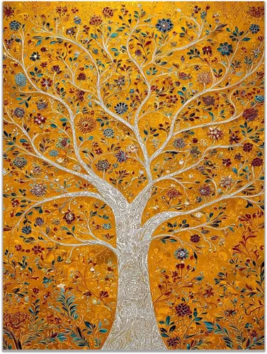Vista 10 de VOCBAN Tree of Life Wall Art The Picture Artwork Canvas Prints Tree Pictures Poster Retro Artwork for Bedroom Living Room Home Decoration(blue blue