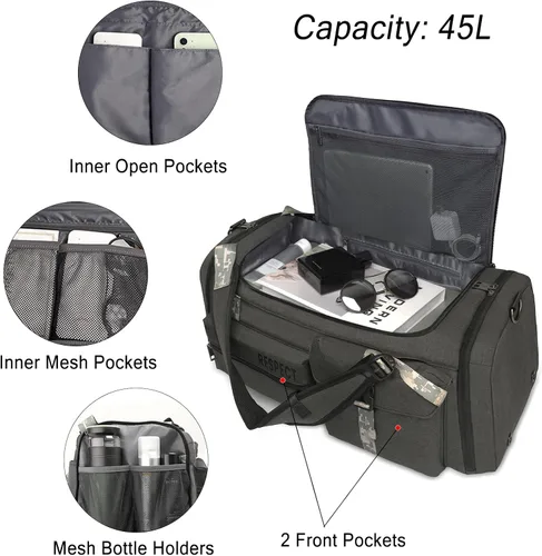Vista 4 de Bolsas de gimnasio para hombre, bolsa de lona para gimnasio, mochila deportiva de 3 vías para hombres con compartimento para zapatos y bolsillo
