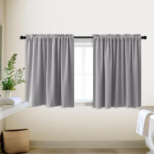 Vista 41 de Cortinas de café KOUFALL de 18 x 24 pulgadas para tratamientos de ventanas pequeñas, niveles de cortinas bohemias opacas para ventanas de RV y Beige