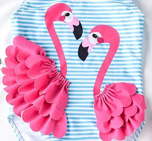 Vista 3 de Traje de baño de una pieza para bebé niña, traje de baño de flamenco para bebé, traje de baño de traje de baño con protección contra erupciones 1