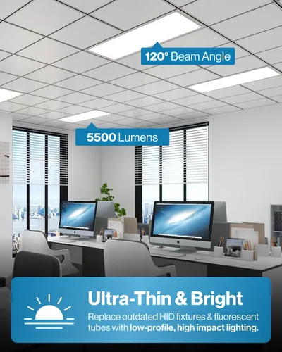 Vista 8 de Sunco - Paquete de 12 lámparas LED de panel plano de 2 x 4, 6500 LM, características seleccionables, 30 W/40 W/50 W, 4000 K/5000 K/6000 K, regulable