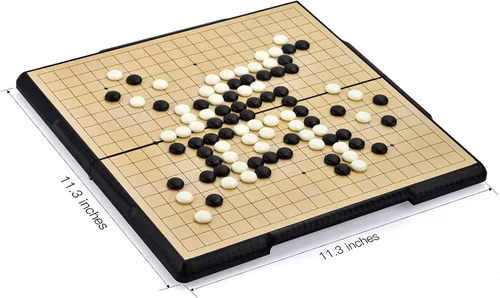 Vista 2 de Juego de mesa Go de 19 x 19 pulgadas con tablero de viaje plegable grande (11.3 pulgadas) y piedras de plástico magnéticas juegos de estrategia Weiqi