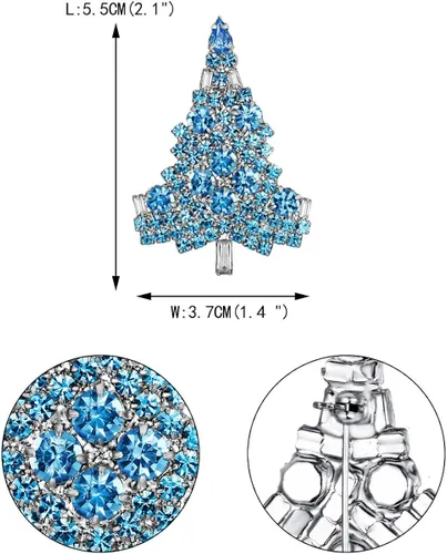 Vista 3 de EVER FAITH Broche de árbol de Navidad para mujer con cristal austriaco