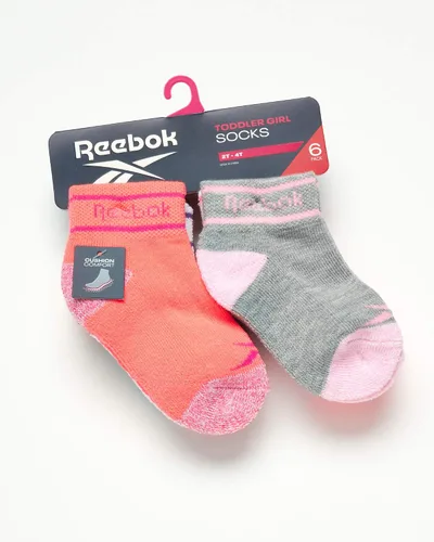 Vista 2 de Reebok Paquete de 6 calcetines cómodos de corte de un cuarto para niña (bebébebé)