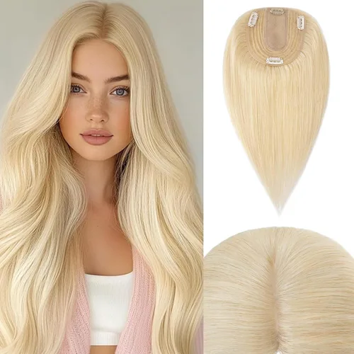 Vista 96 de Rich Choices Pelucas con topper de cabello para mujeres, cabello humano real 100% Remy, sin flequillo, para mujeres con adelgazamiento en la parte