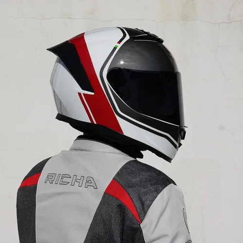 Vista 6 de Casco de motocicleta de cara completa, cascos para motocicleta de adultos, MG611, casco de motocicleta de carreras de calle con visera negra