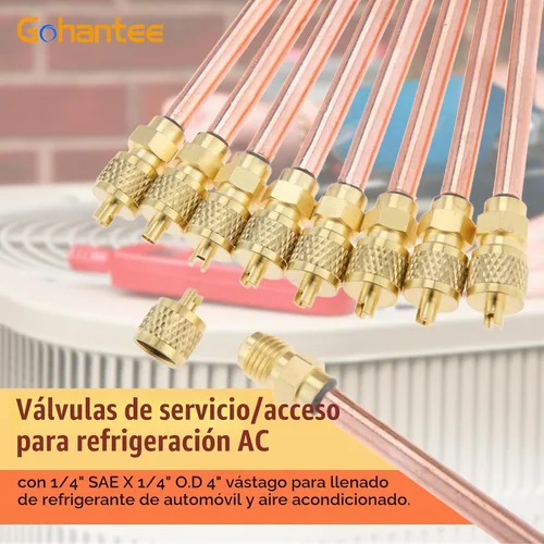 Vista 2 de Válvula de acceso/servicio de 10 Uds. 1/4 '' SAE x 1/4 '' OD x 4 '' núcleo de vástago
