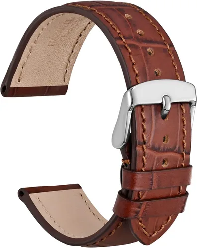 Vista 41 de WOCCI - Correas para reloj de cuero italiano, grano de cocodrilo en relieve, elige color y ancho 14 mm 18 mm 19 mm 20 mm 21 mm 22 mm, Negro