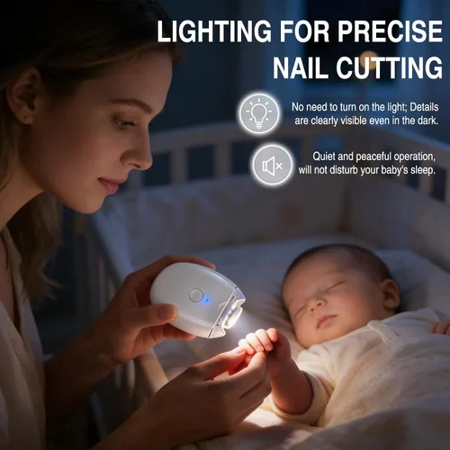 Vista 3 de Amoladora de uñas automática universal, 2026 nuevo cortaúñas eléctrico 3 en 1 con luz LED y 3 velocidades, cortador de uñas automático silencioso
