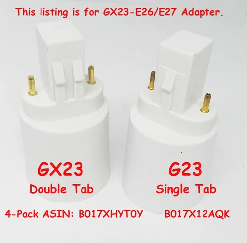 Vista 5 de Adaptador de enchufe de lámpara 2P GX23 a E26, convertidor de base de lámpara GX23 a E26/E27, adaptador de enchufes de bombilla de 2 pines, doble