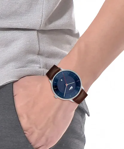 Vista 5 de Lacoste Reloj de cuarzo de acero inoxidable para hombre con correa de cuero, marrón, 20 (Modelo 2011137), Marrón, Reloj de cuarzo
