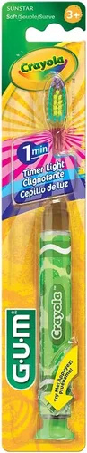 Vista 4 de GUM - 202RK Crayola Timer - Cepillo de dientes ligero (cepillo de dientes individual), cerdas suaves, el embalaje puede variar (paquete de 2)