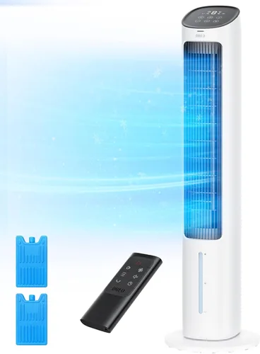 Vista 7 de DREO Ventilador de torre, ventiladores de 40 pulgadas que soplan aire frío, oscilación de 80°, tanque de agua extraíble, control remoto, 4 Negro