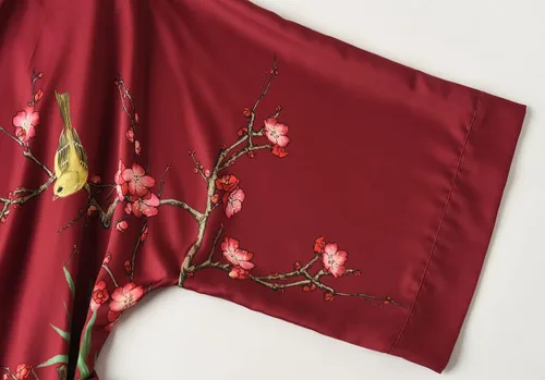 Vista 5 de Ledamon Bata larga tipo kimono para mujer - Albornoz floral con bolsillo