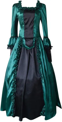 Vista 4 de SHOPESSA Vestido vintage para mujer, vestido de baile de los años 1800, vestido de manga acampanada, vestido de Lolita rococó de los años 70
