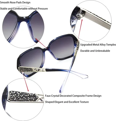 Vista 5 de LECKIRUT - Lentes de sol de gran tamaño para mujer, lentes de sol clásicos y a la moda con protección UV polarizada