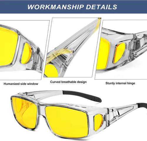 Vista 3 de Gafas de visión nocturna para hombre, lentes envolventes para conducir