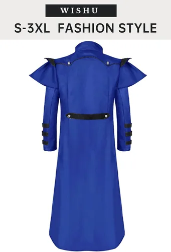 Vista 3 de WISHU Disfraz medieval steampunk victoriano de Halloween para hombre, disfraz gótico, esmoquin vintage, renacentista, chaqueta pirata