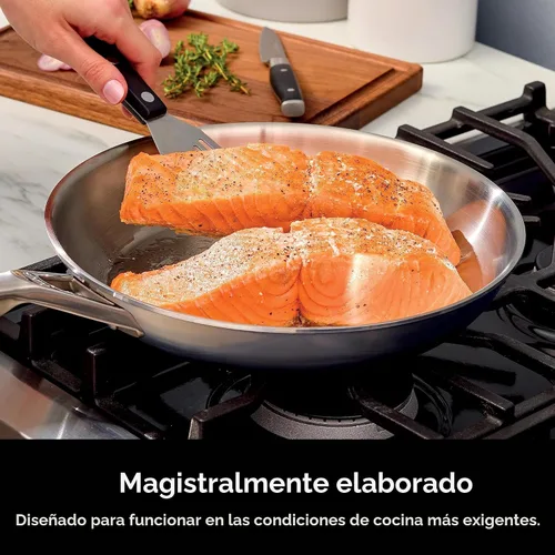 Vista 2 de Ninja EverClad - Sartén de acero inoxidable de grado comercial de 26 cm, sartén tricapa, apta para horno hasta 600°F, compatible con todas